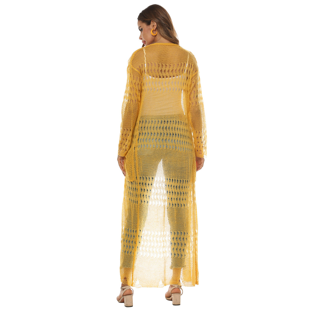 Damen luftiger Strickmantel mit durchbrochenem Design EB