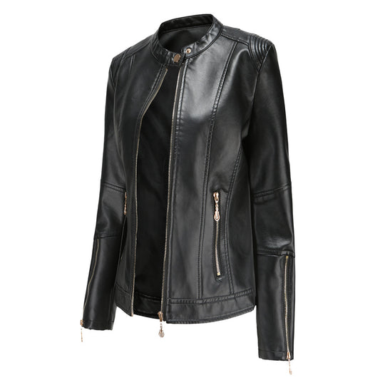 Damen modische Faux jacke mit minimalistischen Akzenten EB