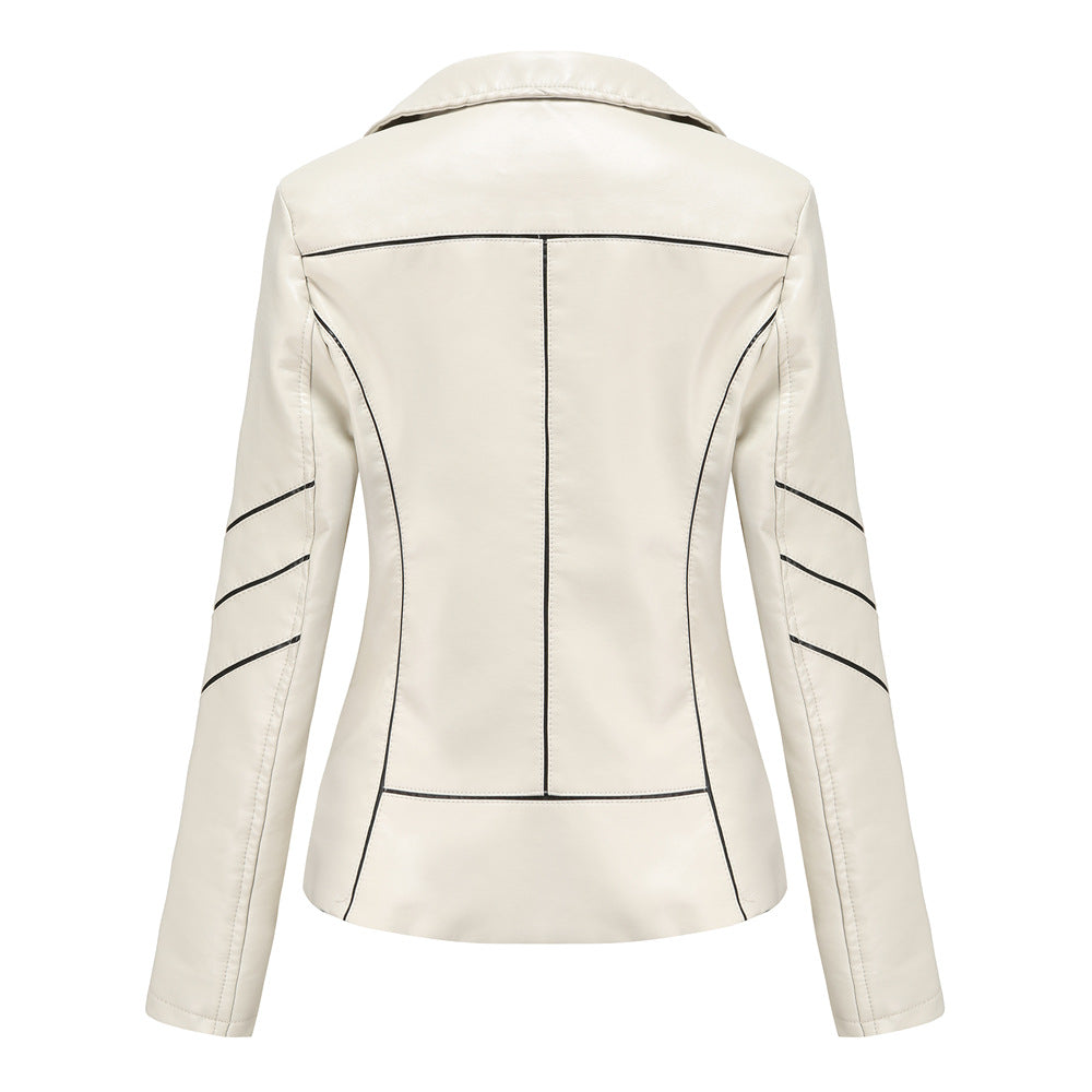 Damen modische Kunstlederjacke mit strukturiertem Design EB