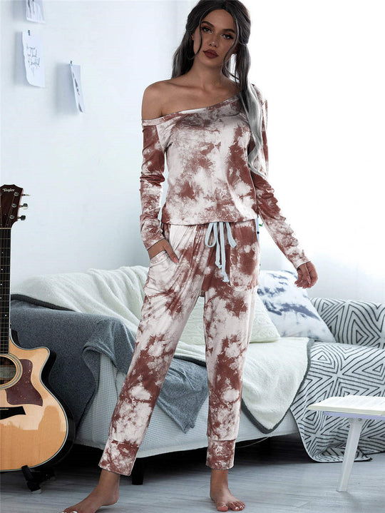 Damen lässiges Lounge-Set mit modischem Tie-Dye-Design EB