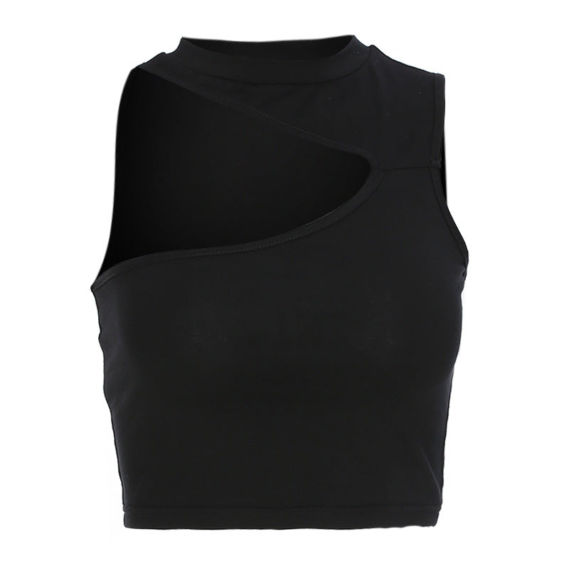Damen sportliches Crop-Top mit kreativem Cut-Out-Design und atmungsaktivem Material EB