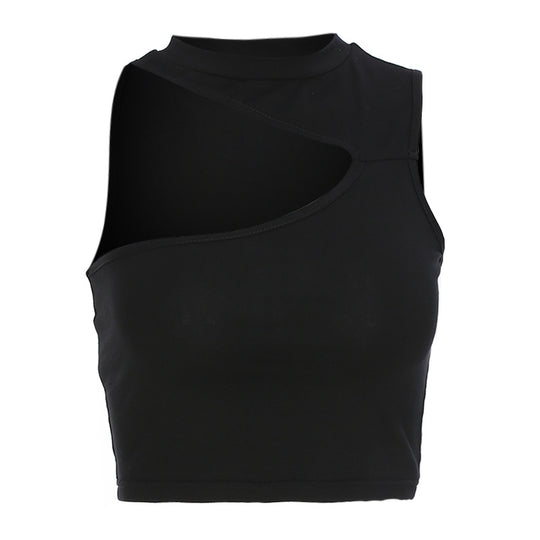 Damen sportliches Crop-Top mit kreativem Cut-Out-Design und atmungsaktivem Material EB