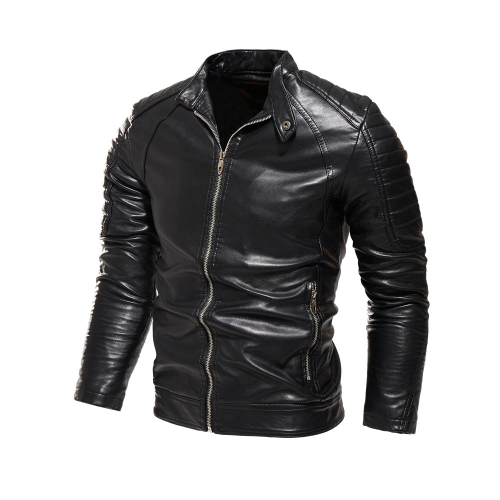 Herren Kunstlederjacke mit strukturierten Einsätzen EB