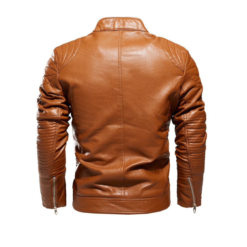 Herren Bikerjacke aus kunstvoll verarbeitetem mit markanten Steppdetails und praktischen Taschen EB