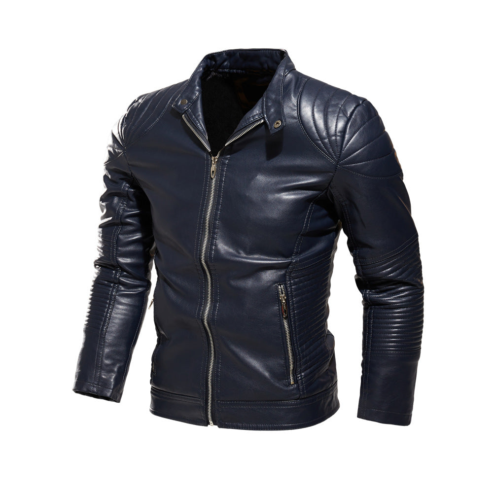 Herren Bikerjacke aus kunstvoll verarbeitetem mit markanten Steppdetails und praktischen Taschen EB