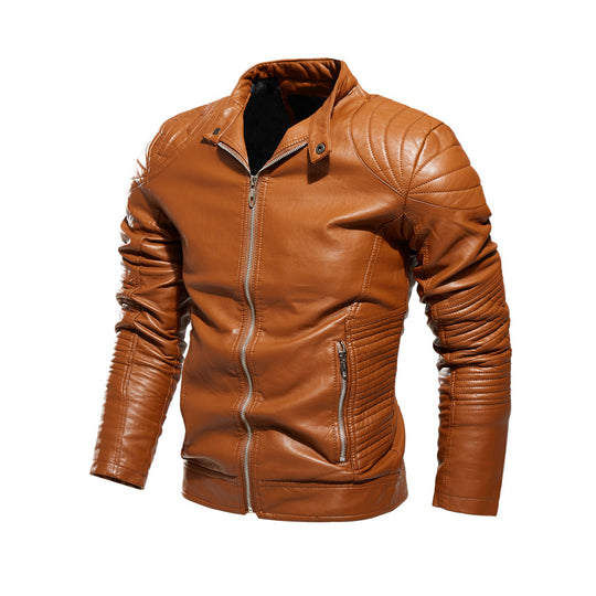Herren Bikerjacke aus kunstvoll verarbeitetem mit markanten Steppdetails und praktischen Taschen EB
