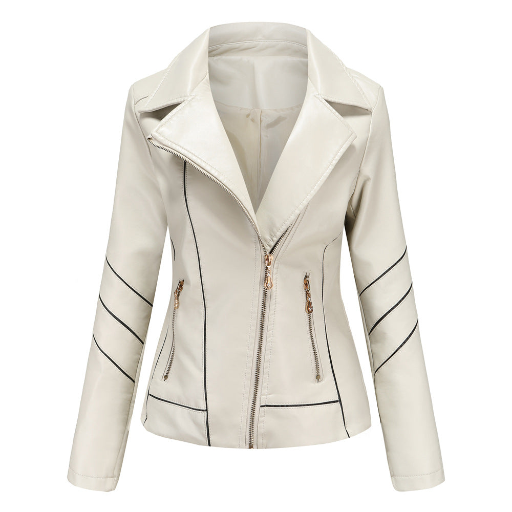Damen modische Kunstlederjacke mit strukturiertem Design EB