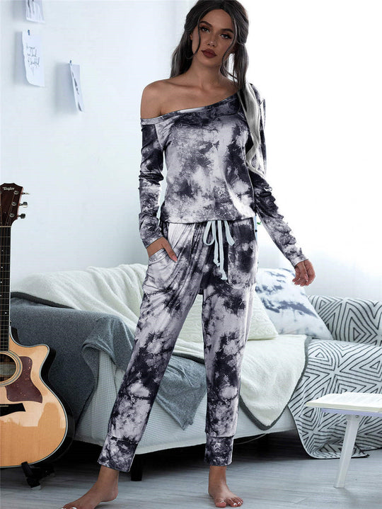 Damen lässiges Lounge-Set mit modischem Tie-Dye-Design EB