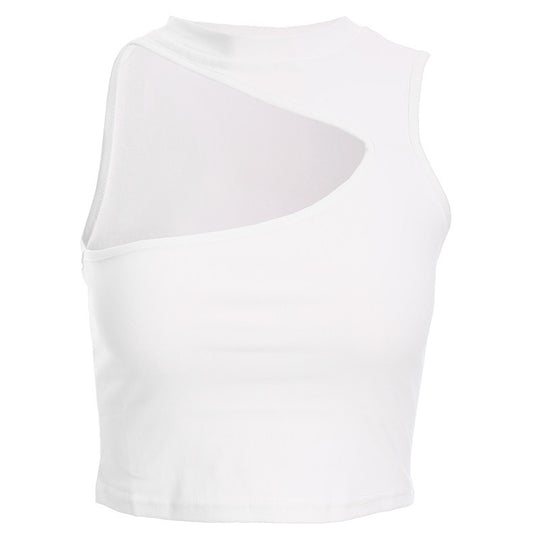 Damen sportliches Crop-Top mit kreativem Cut-Out-Design und atmungsaktivem Material EB