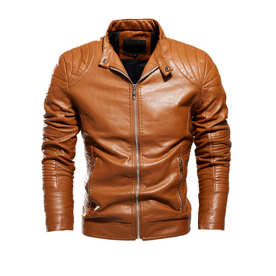 Herren Bikerjacke aus kunstvoll verarbeitetem mit markanten Steppdetails und praktischen Taschen EB