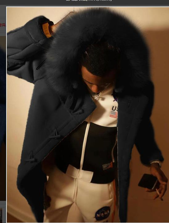 Herren eleganter Parka mit luxuriösem Kunstfellkragen EB