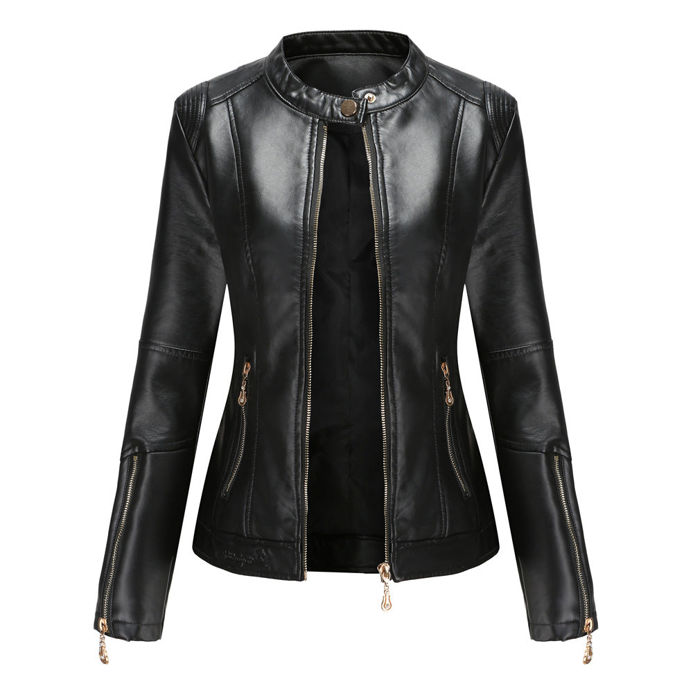 Damen modische Faux jacke mit minimalistischen Akzenten EB