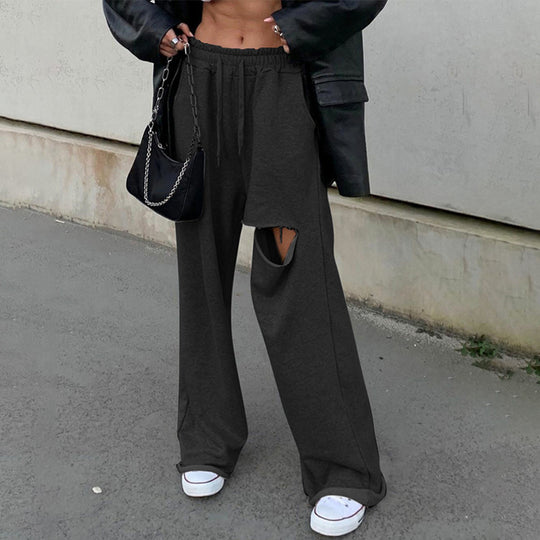 Damen Hochwertige Freizeithose mit modischen Riss-Details EB