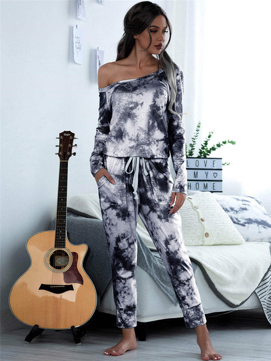 Damen lässiges Lounge-Set mit modischem Tie-Dye-Design EB