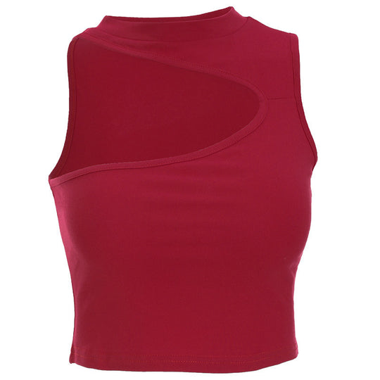 Damen sportliches Crop-Top mit kreativem Cut-Out-Design und atmungsaktivem Material EB