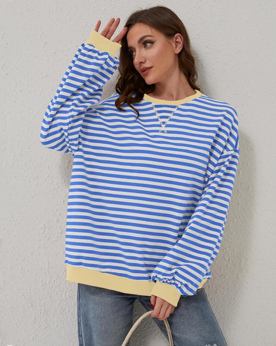 EB | Übergrößen Streifen Langarm Sweatshirt