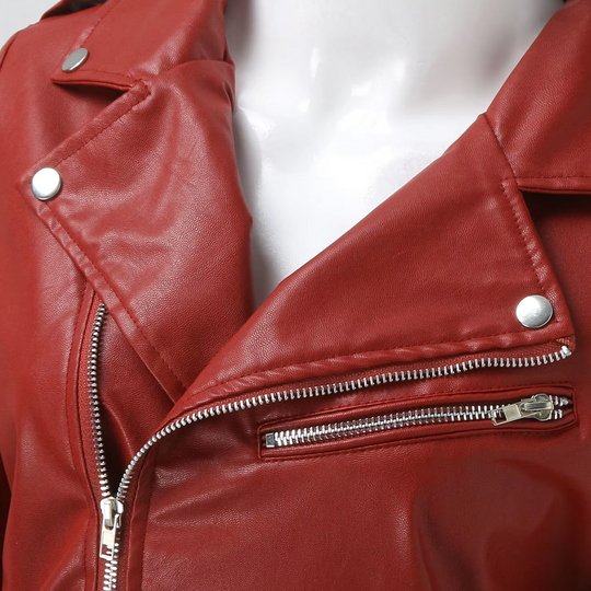EB | jacke Damen Biker Modell mit Gürtel und Reißverschlussdetails