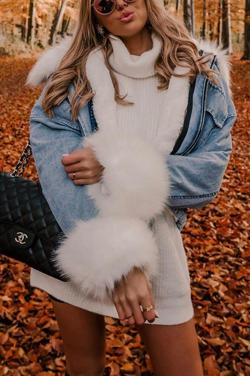 EB | MODACHIC Jeansjacke mit Pelzbesatz