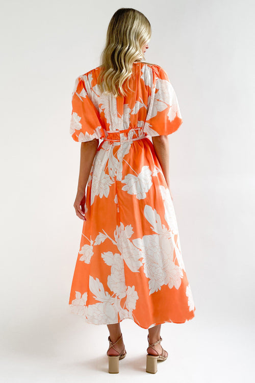EB | Real Love Print Puffärmel Maxi Kleid
