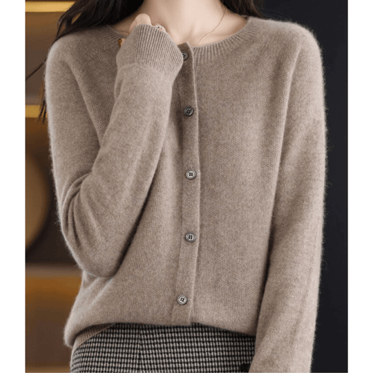EB | Damen Feinstrickjacke Mit Rundhalsausschnitt