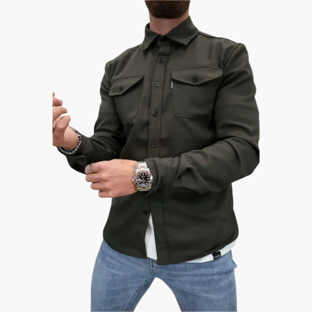 EB | Overshirt Jacke - Modernes Knopfdurchgang Hemdjacke für Freizeit und Business
