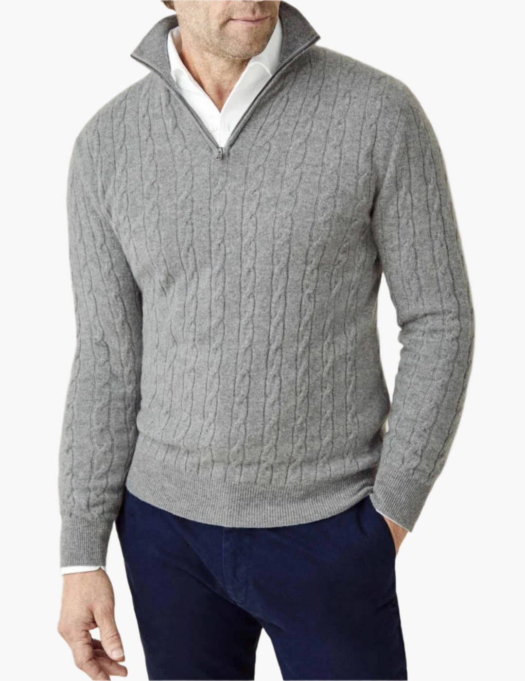 EB | Zopfstrickpullover mit Reißverschluss - Eleganter Business & Freizeitpullover