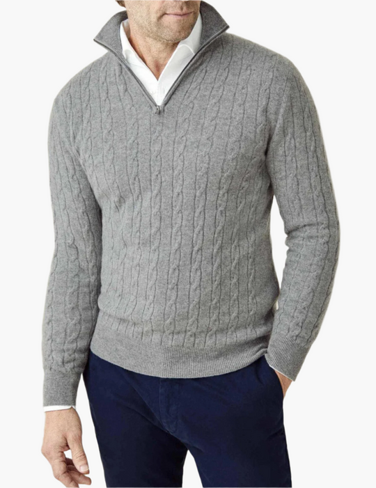 EB | Zopfstrickpullover mit Reißverschluss - Eleganter Business & Freizeitpullover