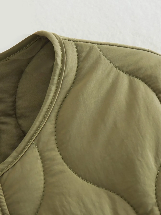 EB | Gepolsterte Jacke Damen, Leichtes Übergröße Modell mit Taschen, Knopfverschluss