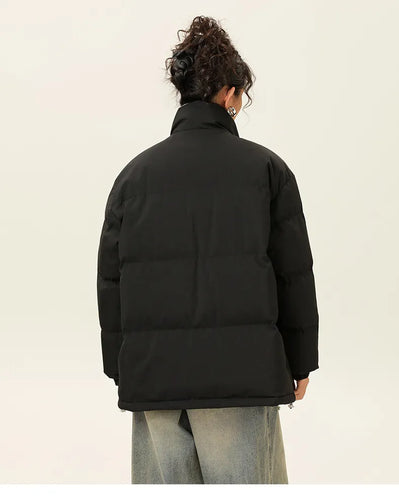 EB | Lockere Jacke mit Stehkragen aus dickem, warmem Baumwollstoff