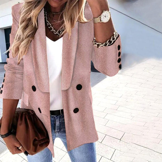 EB | Einfarbige Blazerjacke mit Revers und Langen Ärmeln, Ideal für Den Herbst.