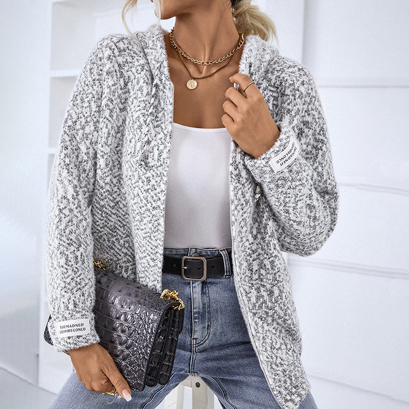 EB | Cardigan - Damen Winter Freizeit Strickcardigan mit Kapuze