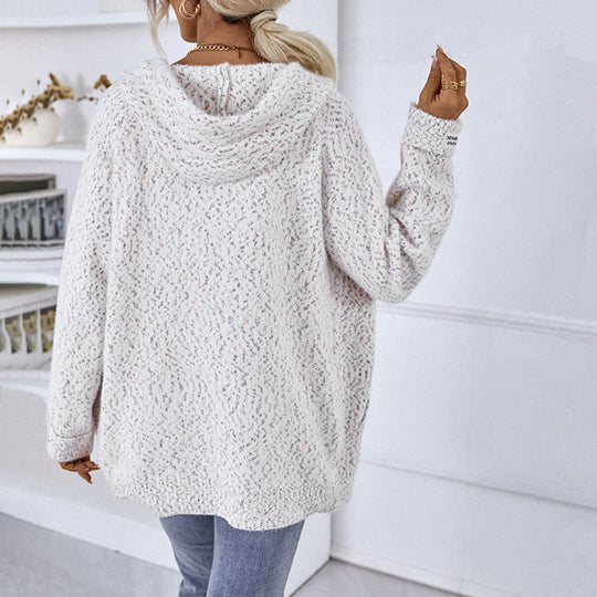 EB | Cardigan - Damen Winter Freizeit Strickcardigan mit Kapuze