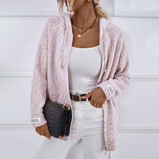 EB | Cardigan - Damen Winter Freizeit Strickcardigan mit Kapuze