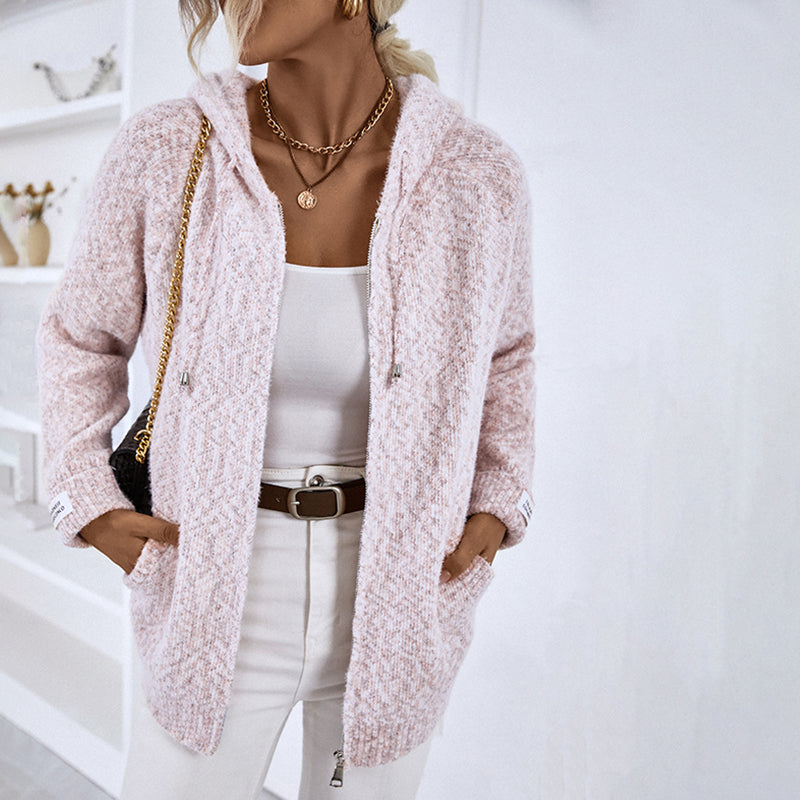 EB | Cardigan - Damen Winter Freizeit Strickcardigan mit Kapuze