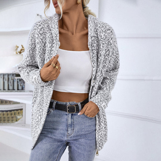 EB | Gestrickter Strickjacke mit Kapuze