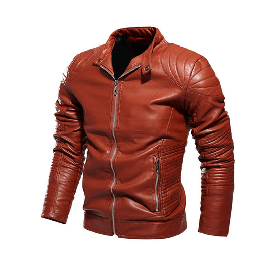 Herren Bikerjacke aus kunstvoll verarbeitetem mit markanten Steppdetails und praktischen Taschen EB