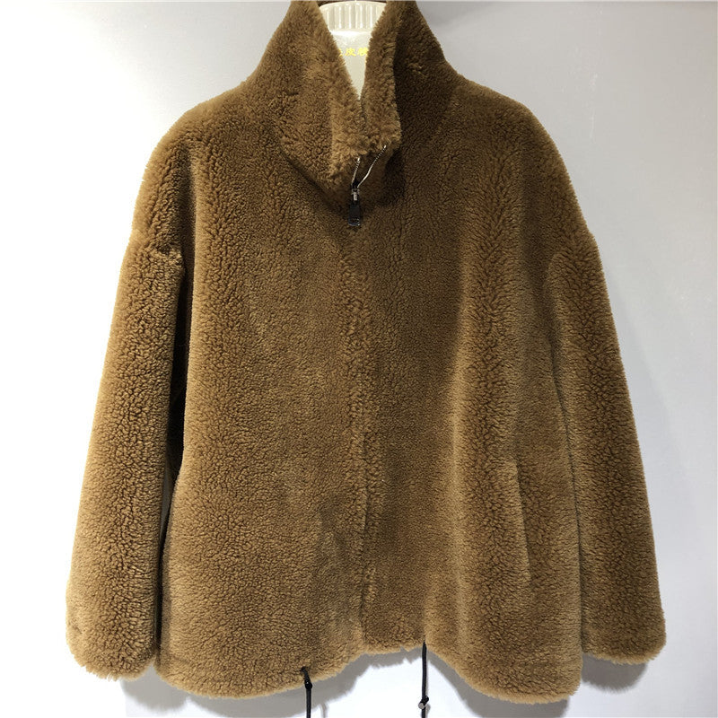 Damen gemütliche und kuschelige Fleecejacke mit hohem Kragen EB
