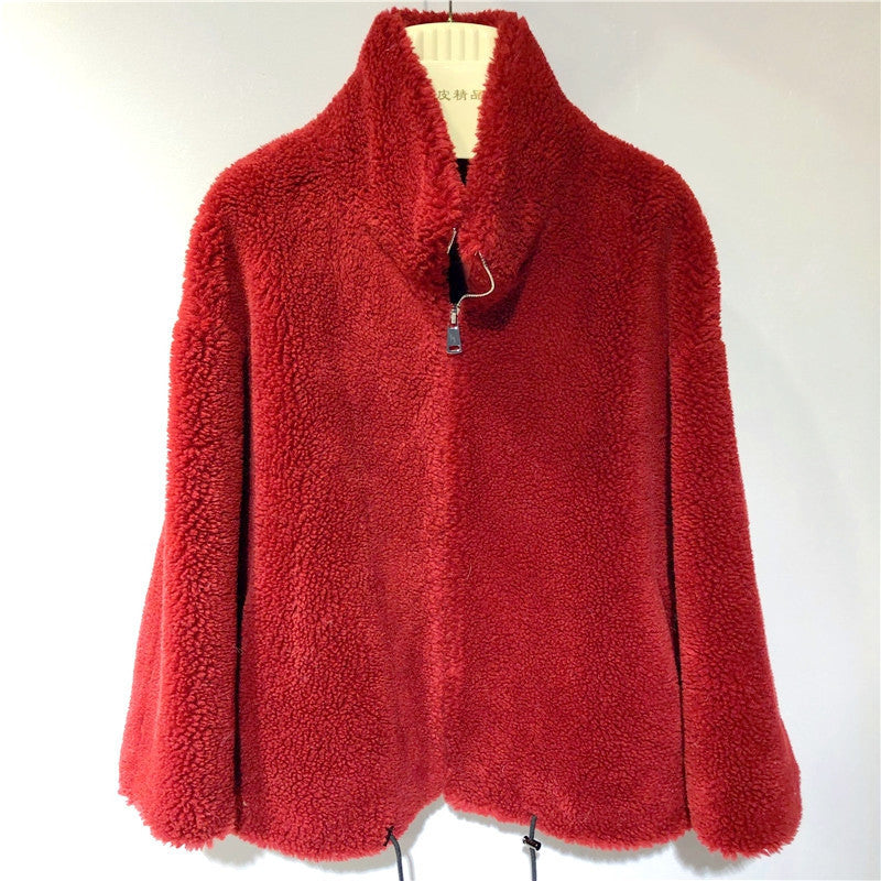 Damen gemütliche und kuschelige Fleecejacke mit hohem Kragen EB