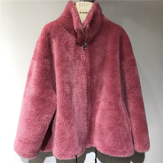 Damen gemütliche und kuschelige Fleecejacke mit hohem Kragen EB