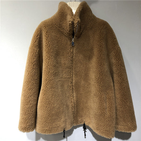 Damen gemütliche und kuschelige Fleecejacke mit hohem Kragen EB