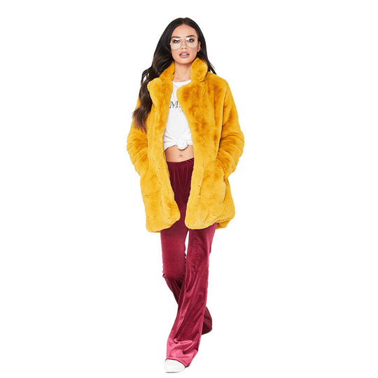 Damen Luxuriöse Plüschjacke im Oversized-Schnitt EB