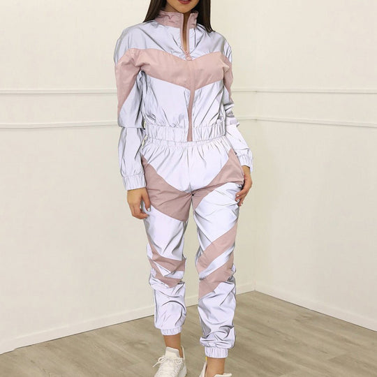 Damen Sportliches Jogginganzug mit kontrastierenden Farbakzenten und sportlichem Schnitt EB