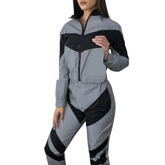 Damen Sportliches Jogginganzug mit kontrastierenden Farbakzenten und sportlichem Schnitt EB