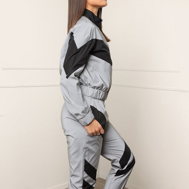 Damen Sportliches Jogginganzug mit kontrastierenden Farbakzenten und sportlichem Schnitt EB