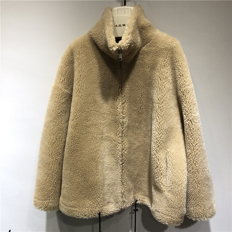 Damen gemütliche und kuschelige Fleecejacke mit hohem Kragen EB