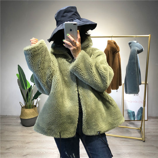 Damen gemütliche und kuschelige Fleecejacke mit hohem Kragen EB