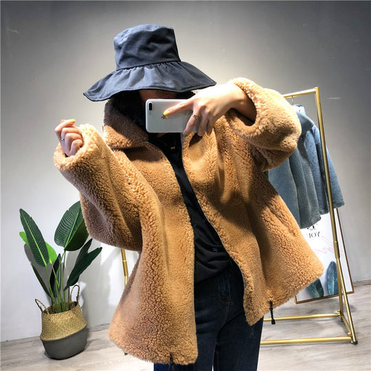 Damen gemütliche und kuschelige Fleecejacke mit hohem Kragen EB