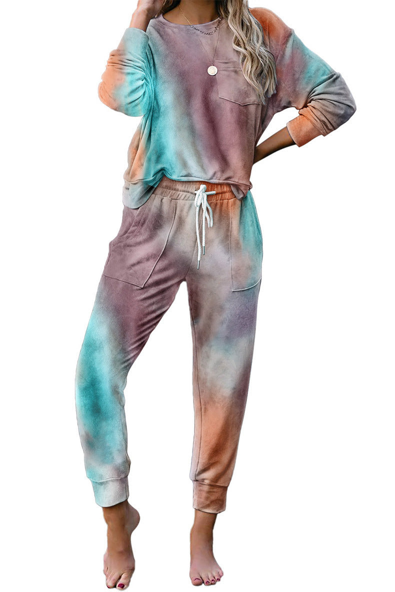 Damen bequemer Freizeitanzug im stylischen Batikdesign EB