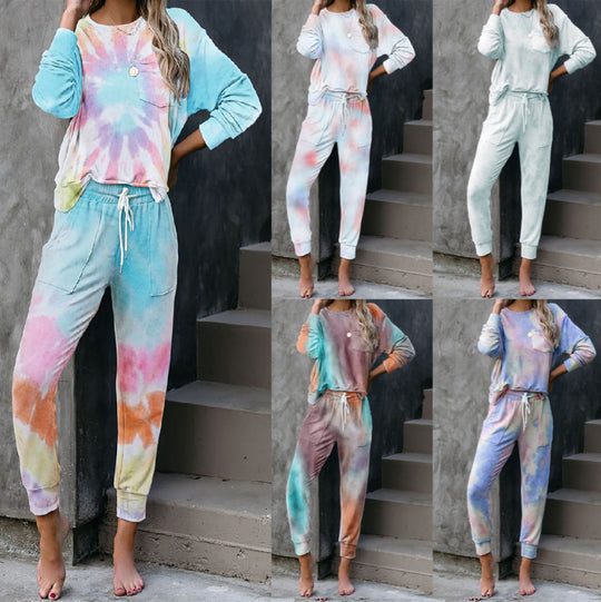Damen bequemer Freizeitanzug im stylischen Batikdesign EB