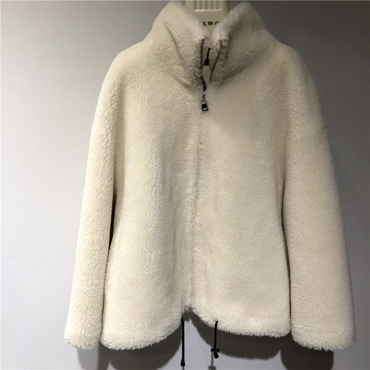 Damen gemütliche und kuschelige Fleecejacke mit hohem Kragen EB